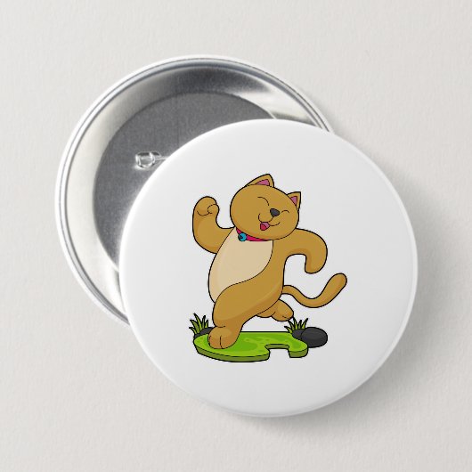 Kat met keuker tijdens gebruik ronde button 7,6 cm (Voorkant /achterkant)
