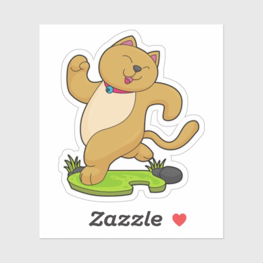 Kat met keuker tijdens gebruik sticker (Vel)