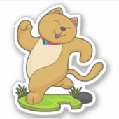 Kat met keuker tijdens gebruik sticker (Voorkant)