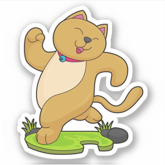 Kat met keuker tijdens gebruik sticker (Voorkant)