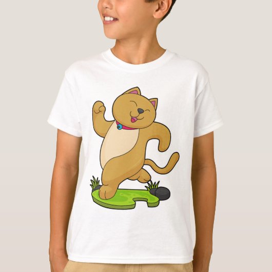 Kat met keuker tijdens gebruik t-shirt (Voorkant)