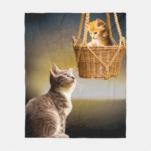 Kat met kitten fleece deken (Voorkant)