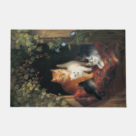 Kat met kittens (dierlijke kunst) deurmat