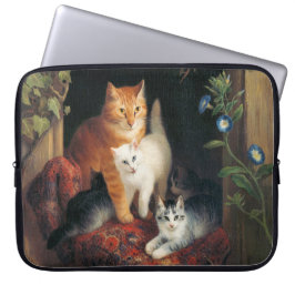 Kat met kittens (dierlijke kunst) laptop sleeve
