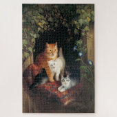Kat met kittens (dierlijke kunst) legpuzzel (Verticaal)