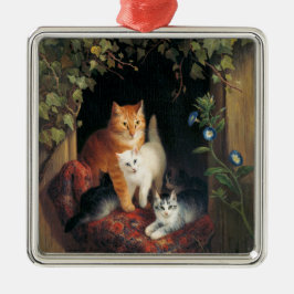 Kat met kittens (dierlijke kunst) metalen ornament