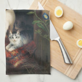 Kat met kittens (dierlijke kunst) theedoek (Quarter Fold)