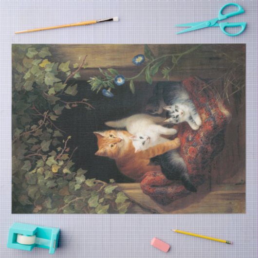 Kat met kittens (dierlijke kunst) tissuepapier (Craft)