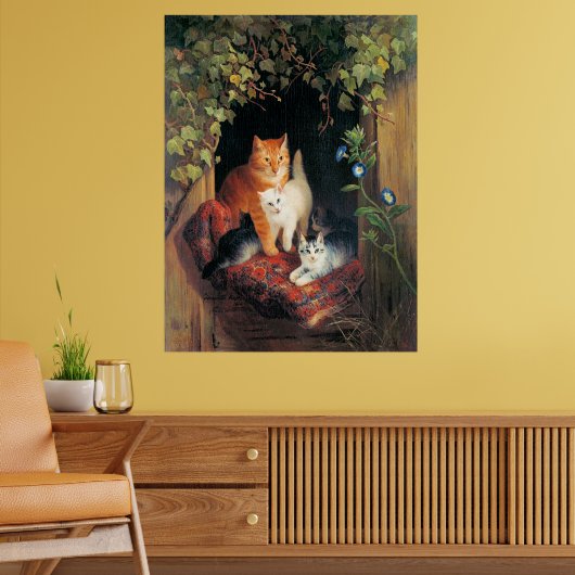Kat met Kittens, fijnschilderij, Poster (Woonkamer 2)