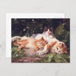 Kat met Kittens Fine Art Briefkaart
