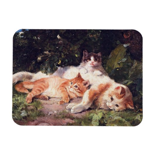 Kat met Kittens Fine Art Magneet (Horizontaal)