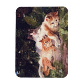 Kat met Kittens Fine Art Magneet (Verticaal)