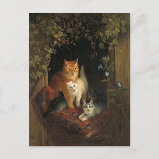 Kat met Kittens Henriëtte Ronner-Knip Briefkaart (Voorkant)