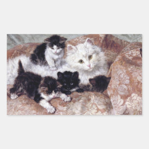 Kat met Kittens  kunst van H. Ronner-Knip Rechthoekige Sticker