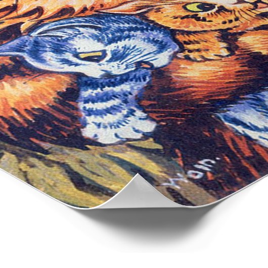 Kat met Kittens, Louis Wain Poster (Hoek)