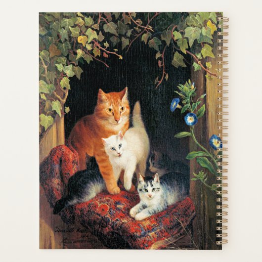 Kat met Kittens, mooi kunstschilderij, Planner (Achterkant)