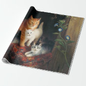 Kat met kittens (schattige katten) cadeaupapier (Uitgerold)