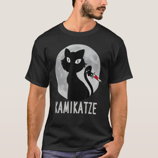 Kat met Knife Moon Cat Cami Cat T-shirt (Voorkant)