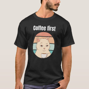 kat met koffie kantoor leuk spul 5 t-shirt