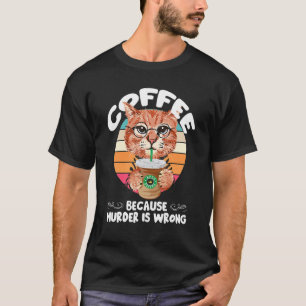 Kat Met Koffie Koffie Ochtend Groep Kantoor Humor T-shirt