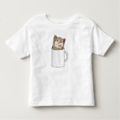 Kat met koffie-mok kinder shirts (Voorkant)