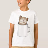 Kat met koffie-mok t-shirt (Voorkant)