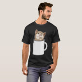 Kat met koffie-mok t-shirt (Voorkant volledig)