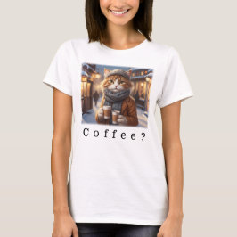 Kat met koffie t-shirt