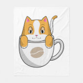 Kat met koffiebeker fleece deken (Voorkant)