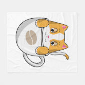 Kat met koffiebeker fleece deken (Voorkant (Horizontaal))