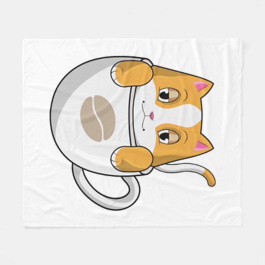 Kat met koffiebeker fleece deken (Voorkant (Horizontaal))