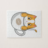 Kat met koffiebeker legpuzzel (Horizontaal)