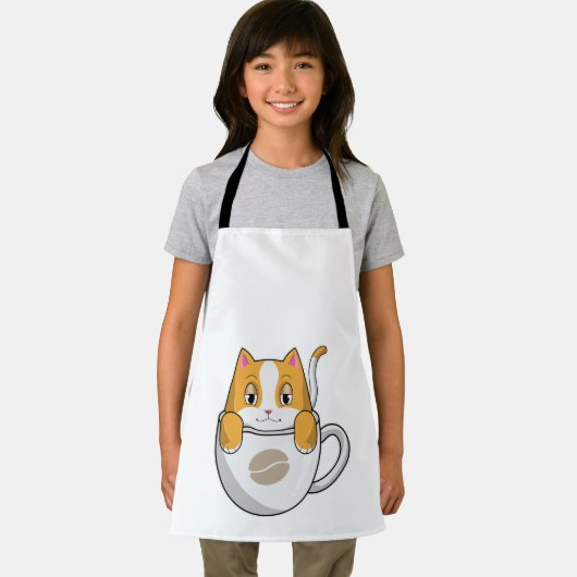 Kat met koffiebeker schort (Insitu)