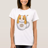 Kat met koffiebeker t-shirt (Voorkant)