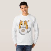 Kat met koffiebeker t-shirt (Voorkant volledig)