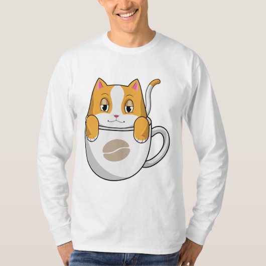 Kat met koffiebeker t-shirt (Voorkant)