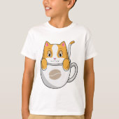 Kat met koffiebeker t-shirt (Voorkant)