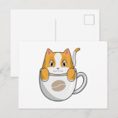 Kat met koffiekop briefkaart (Voorkant / Achterkant)
