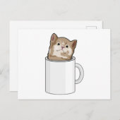 Kat met koffiekop briefkaart (Voorkant / Achterkant)