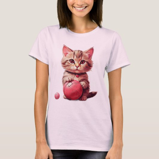 Kat met kogeldier  Valentijnsdag T-shirt (Voorkant)