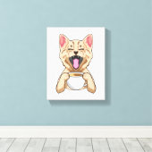 Kat met kop koffie canvas afdruk (Insitu (Houten vloer))