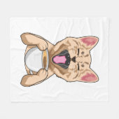 Kat met kop koffie fleece deken (Voorkant (Horizontaal))