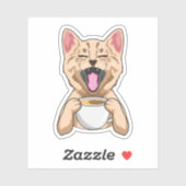 Kat met kop koffie sticker (Vel)