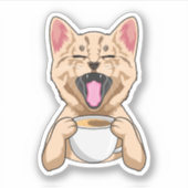 Kat met kop koffie sticker (Voorkant)