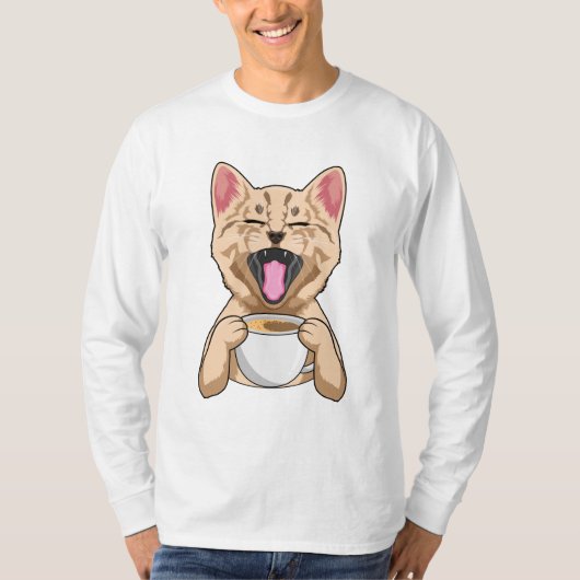 Kat met kop koffie t-shirt (Voorkant)