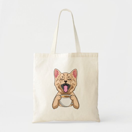 Kat met kop koffie tote bag (Voorkant)