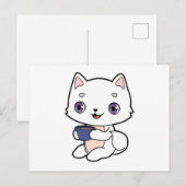 Kat met kopje koffie briefkaart (Voorkant / Achterkant)