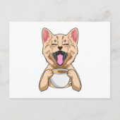 Kat met kopje koffie briefkaart (Voorkant)