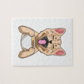 Kat met kopje koffie puzzel legpuzzel (Horizontaal)