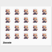 Kat met koptelefoon en controller ronde sticker (Vel)